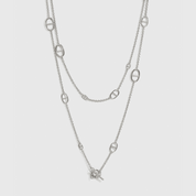 Silver plated mariner lariat necklace, shown on a plain background.