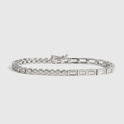 Silver plated Blair tennis bracelet with cubic zirconia, shown on a plain background.