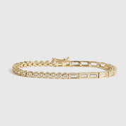 14k gold plated Blair tennis bracelet with cubic zirconia, shown on a plain background.
