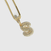 Collier Pendentif Lettre Bulle Pavé
