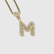 Collier Pendentif Lettre Bulle Pavé