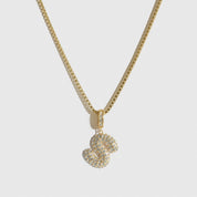 Collier Pendentif Lettre Bulle Pavé