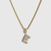 Collier Pendentif Lettre Bulle Pavé
