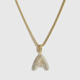 Collier Pendentif Lettre Bulle Pavé
