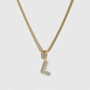 Collier Pendentif Lettre Bulle Pavé
