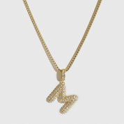 Collier Pendentif Lettre Bulle Pavé