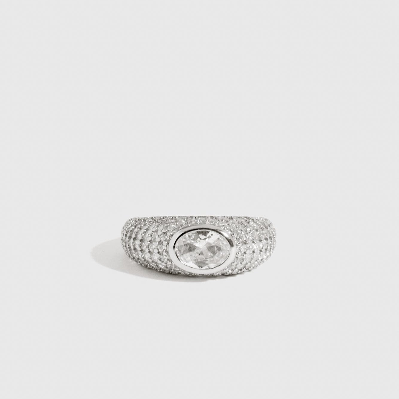 Sterling silver 925 cloud pavé ring with cubic zirconia, shown on a plain background.