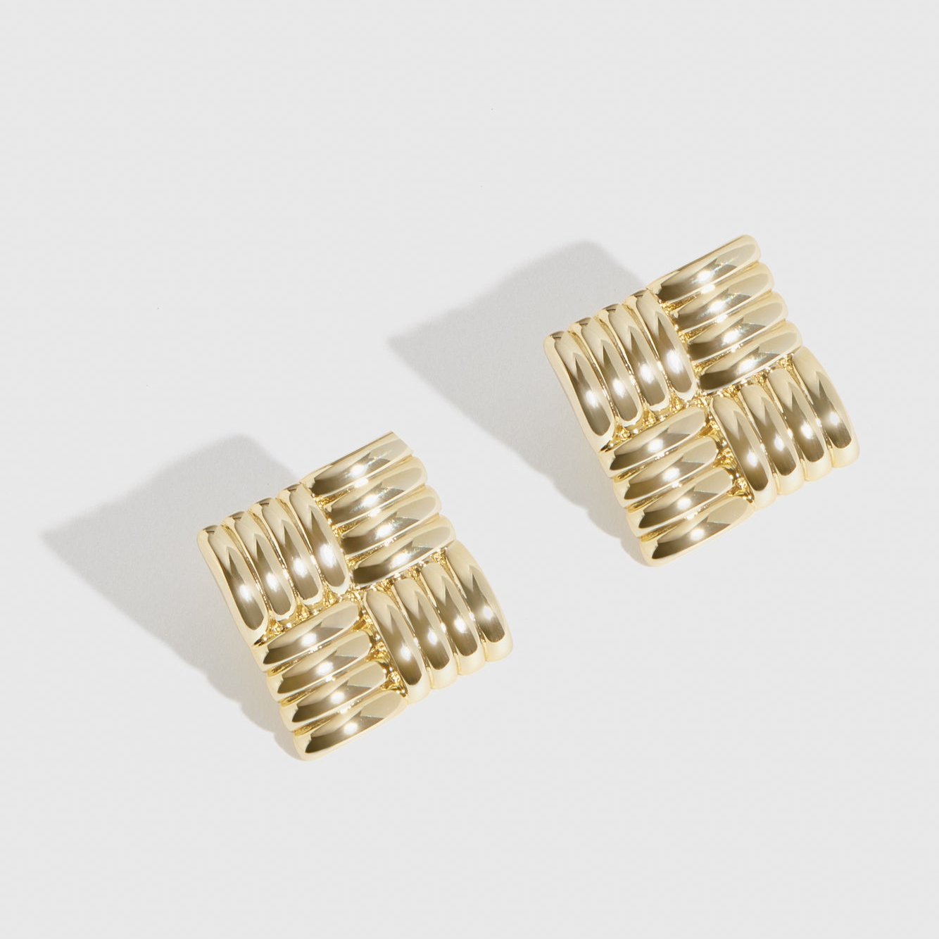 14k gold plated retro stud earrings, shown on a plain background.