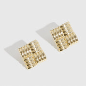 14k gold plated retro stud earrings, shown on a plain background.