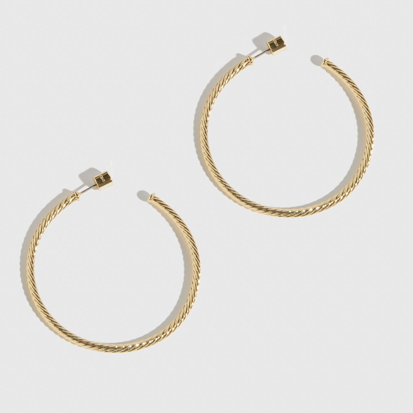 14k gold plated maxi bare braided hoops, shown on a plain background.