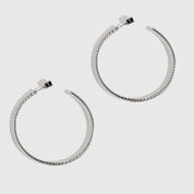 Silver plated maxi bare braided hoops, shown on a plain background.