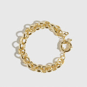 14k gold plated maximalist rolo bracelet, shown on a plain background.