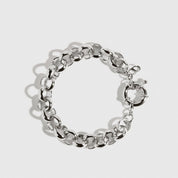 Silver plated maximalist rolo bracelet, shown on a plain background.