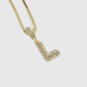 Collier Pendentif Lettre Bulle Pavé