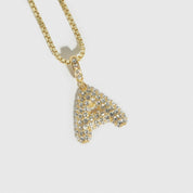 Collier Pendentif Lettre Bulle Pavé