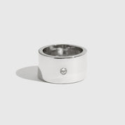 Sterling silver 925 solitaire cigar band with a round cubic zirconia, shown on a plain background.