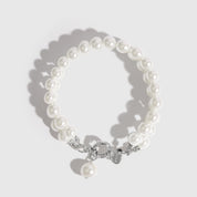 Silver plated Renaissance pearls bracelet with pearls, shown on a plain background.