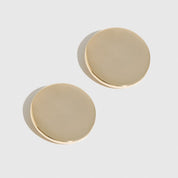 14k gold plated full circle stud earrings, shown on a plain background.