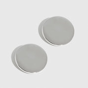 Silver plated full circle stud earrings, shown on a plain background.