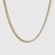 14k gold plated tennis choker with 4mm cubic zirconia, shown on a plain background.