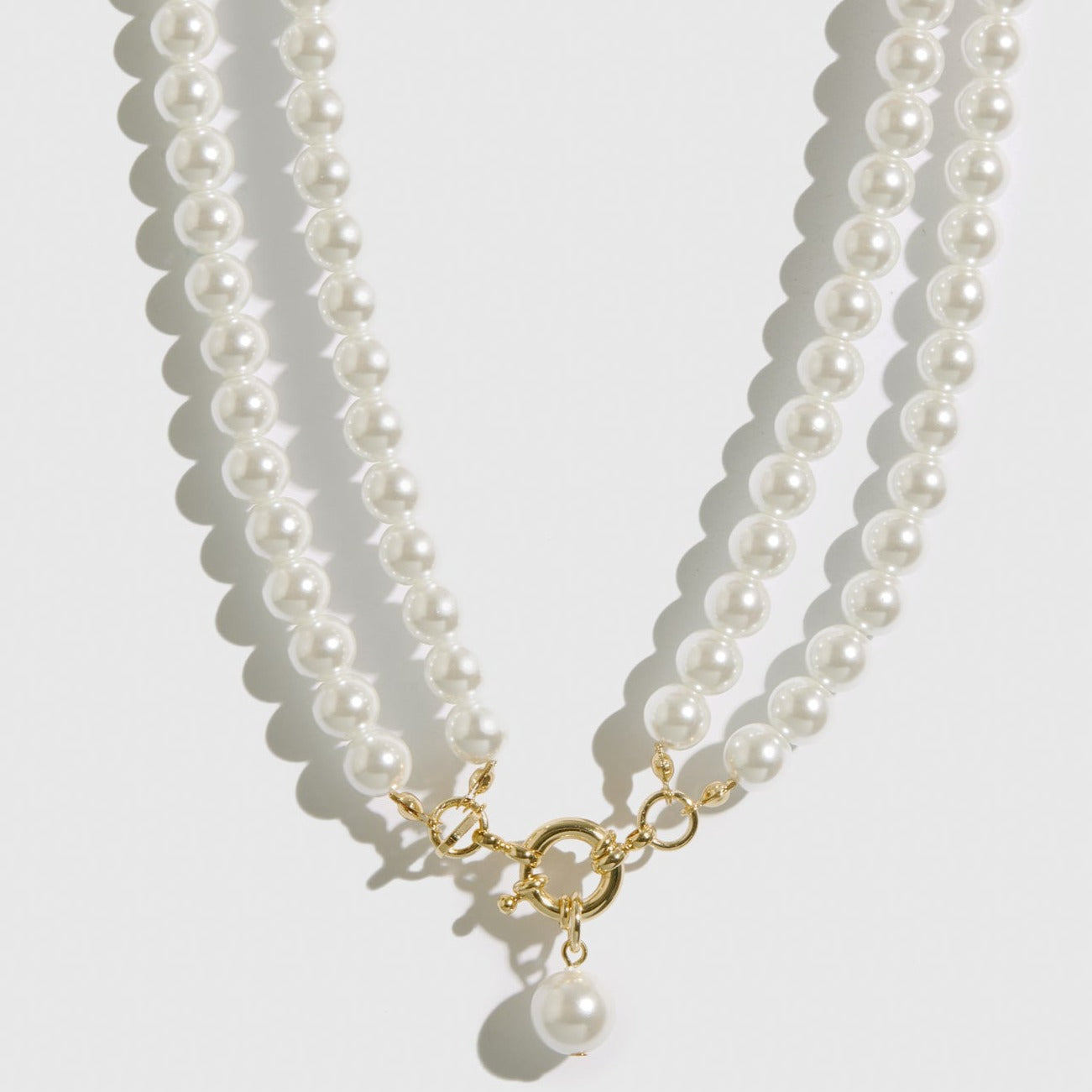 14k gold plated Renaissance pearls choker with pearls, shown on a plain background.