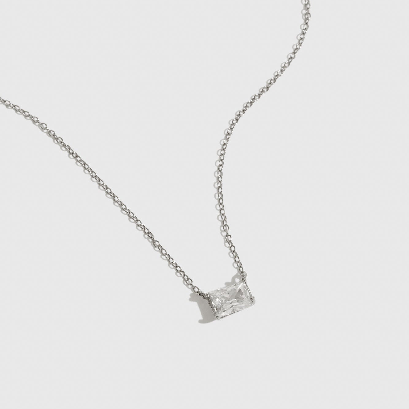 Baguette-Cut Solitaire Necklace