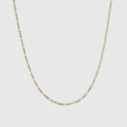 14k gold plated sterling silver 925 Figaro chain necklace, shown on a plain background.