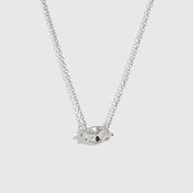 Sterling silver 925 marquise-cut solitaire necklace with a pure white cubic zirconia, shown on a plain background.