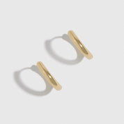 14k gold plated sterling silver 925 classic plain huggie earrings, shown on a plain background.