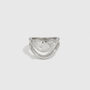 Sterling silver 925 N.16 ring with a teardrop-cut cubic zirconia, shown on a plain background.