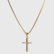 14k gold plated sterling silver 925 small Holy Grail necklace with cubic zirconia, shown on a plain background.