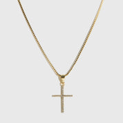 14k gold plated sterling silver 925 large Holy Grail necklace with cubic zirconia, shown on a plain background.