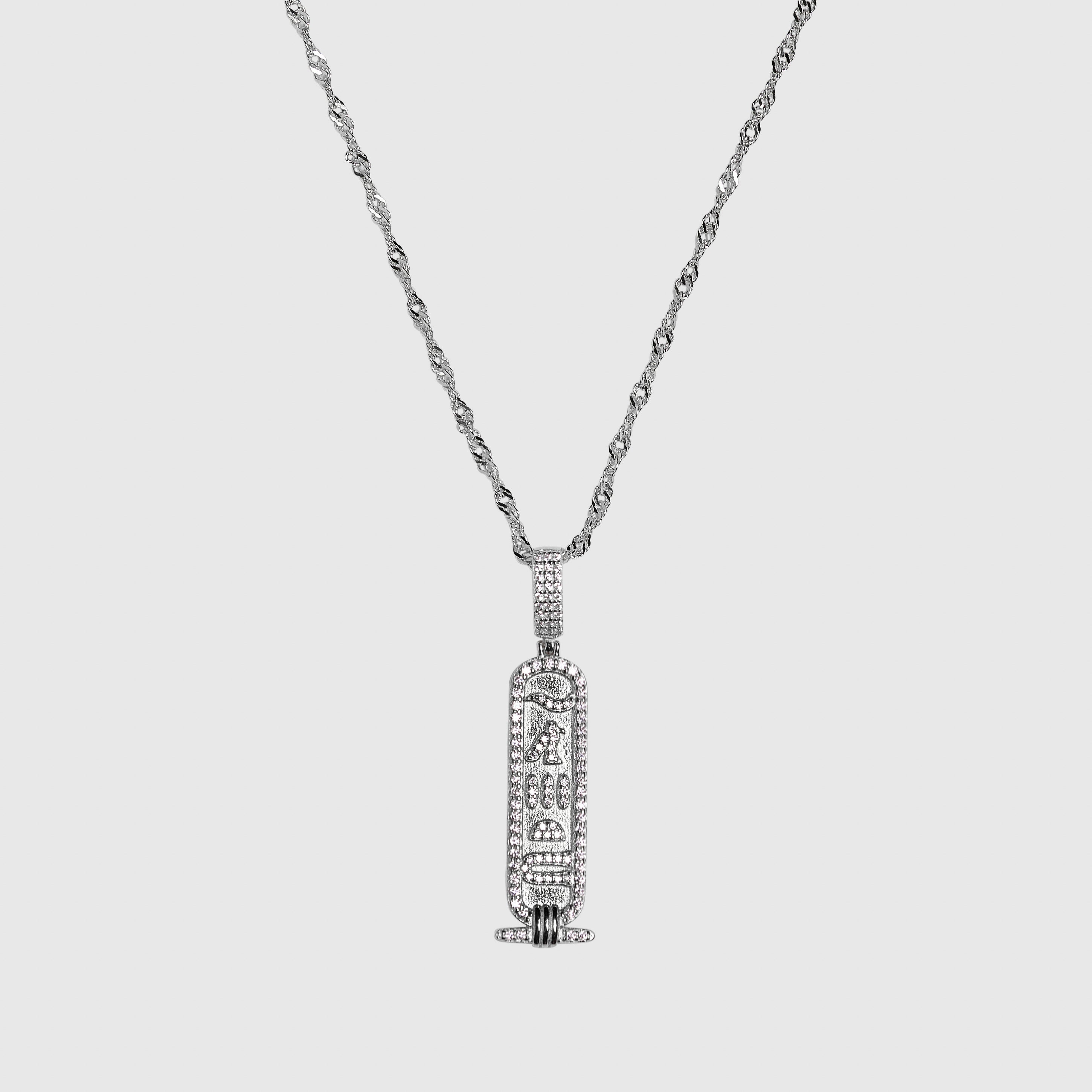 Sterling silver 925 Cairo necklace with cubic zirconia, shown on a plain background.