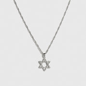 Sterling silver 925 Nessira necklace with cubic zirconia, shown on a plain background.