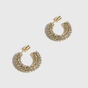 14k gold plated extra bold hoop earrings with cubic zirconia, shown on a plain background.