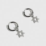 Sterling silver 925 Asher hoop earrings with cubic zirconia, shown on a plain background.