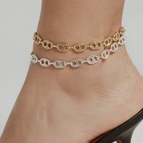 Coffee Beans Pavé Anklet