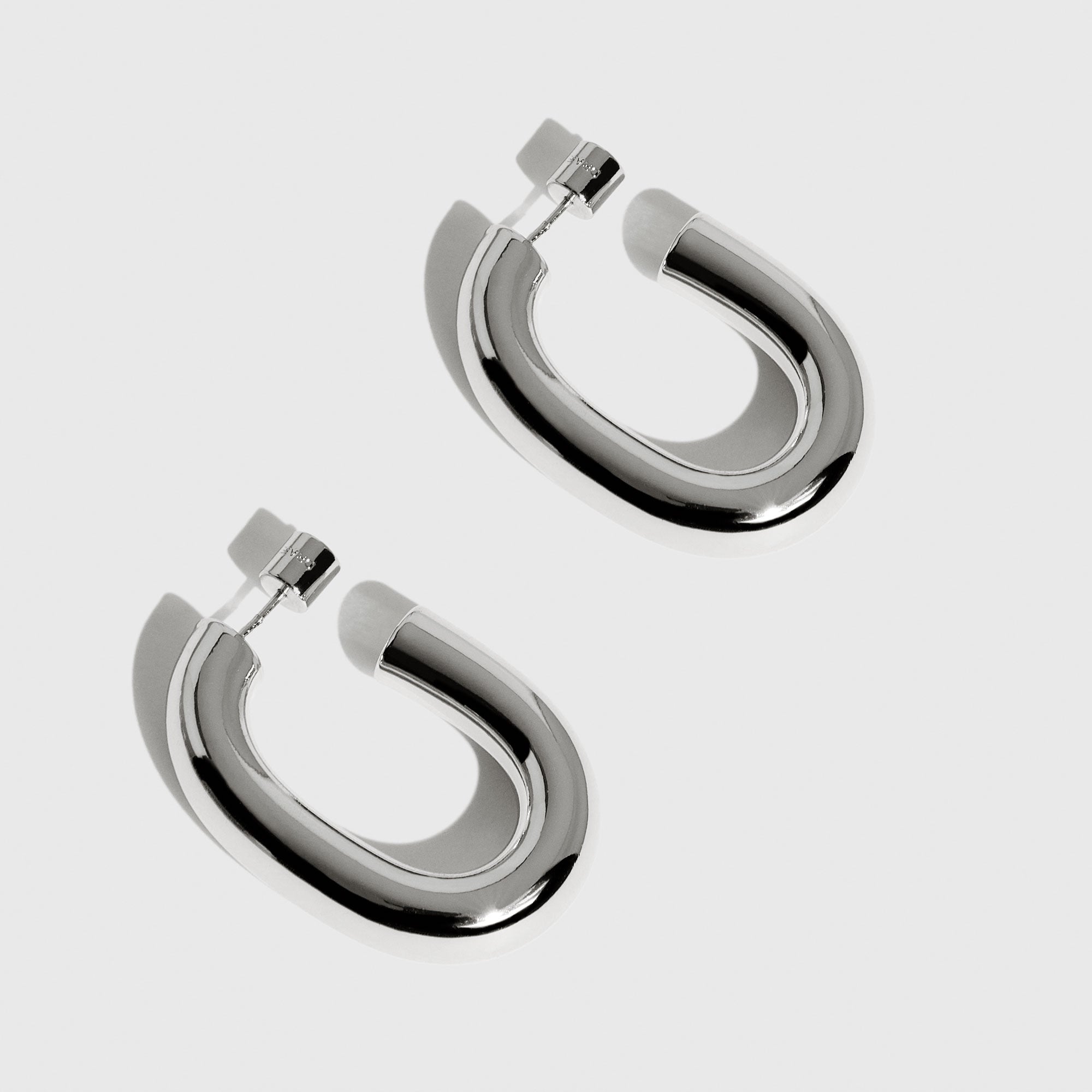 Silver plated Capri hoop earrings, shown on a plain background.